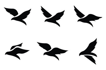 Titmouse and Phoenix Bird Icon Set – Vector Silhouettes, Flat Cartoon Character, Wings Badges, Stylized Bird Illustrations, Cute Bird Design © MDMOHIR