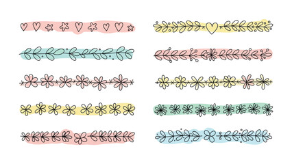 Obraz premium Floral Borders: A collection of meticulously crafted, hand-drawn floral borders bursting with vibrant colors, adding a touch of elegance and natural beauty to any creative project. 