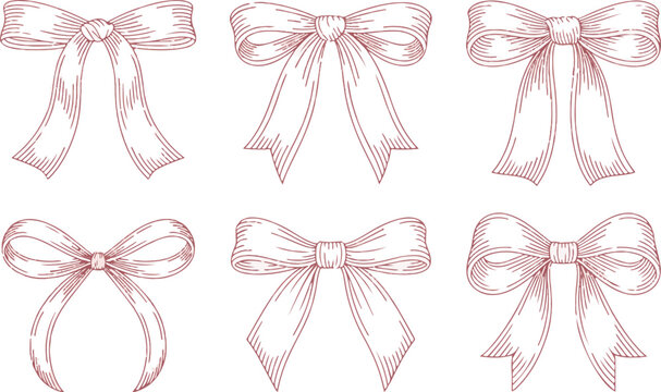 Doodle gift bow illustration