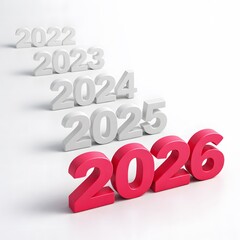 The year 2026 prominently highlighted in red as a significant future milestone