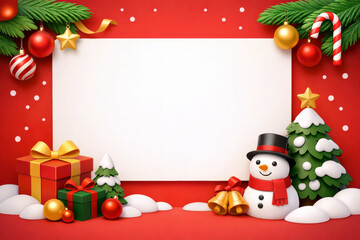 Festive Holiday Scene with Snowman and Gifts