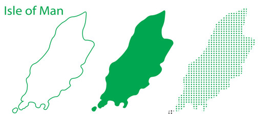 Isle of Man Map Vector Set, Europe Outline Silhouette Dotted Green Shapes, Isle of Man Territory Infographic Template, Editable EPS Isle of Man Geography