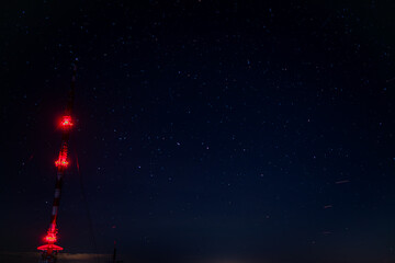 Night winter view from hill Klet for dark landscape near Holubov