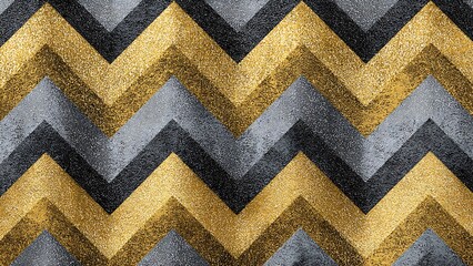 Elegant Zigzag Chevron Pattern in Gold and Gray with Metallic Shine and Depth