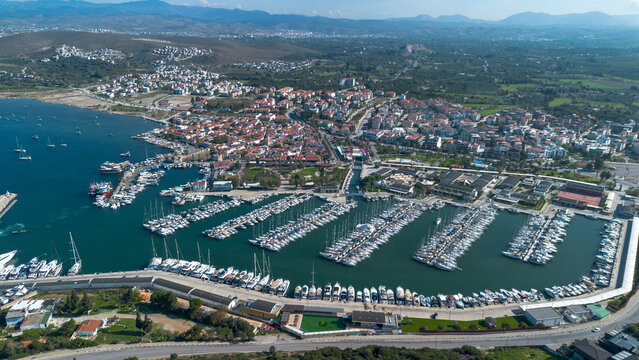 Drone Photo of Sigacik Marina, Aegean Sea Cittaslow City Seferihisar, Izmir - Turkey