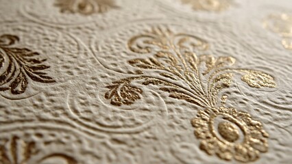 Elegant Embossed Cream Cardstock with Golden Seal Design for Stylish Presentations