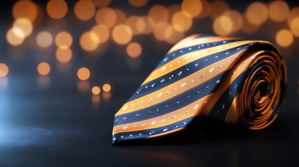 Necktie for Father's Day with warm bokeh lights