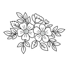 Simple Outline Flower Arrangement Line Art Decoration Design Element