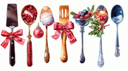Festive Watercolor Illustration Christmas Culinary