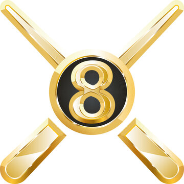 Billiards gold icon. Isolated on transparent background.