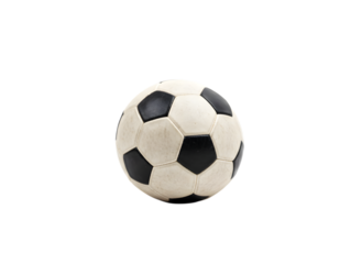 Classic Soccer Ball Isolated on Black. Football Equipment for Sport & Play. Isolated on Transparent Background