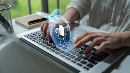 Fotobehang Ridders Technology solutions for regulatory and legal compliance. Ensuring business adherence to laws and standards through automated compliance management. Motif  © InfiniteFlow