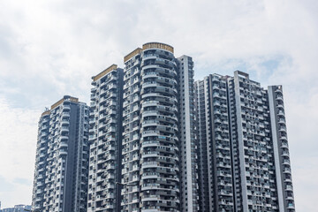 Obraz premium High-rise residential apartments and commercial buildings in the city