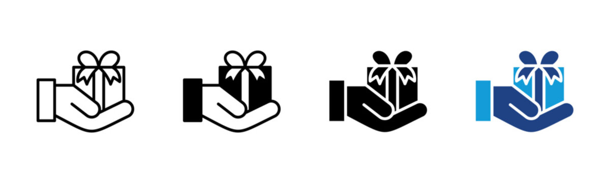 Gift icon set multiple style collection