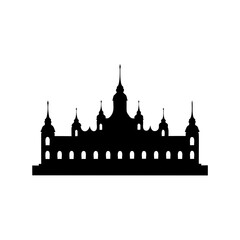 Fototapeta premium Elegant Palace Silhouette, Grand Architecture, Royal Building Icon, Ornate Castle Landmark