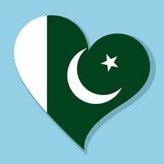 Isolated national flag of Islamic Republic of Pakistan. Love flag of Pakistan color background. Pakistan heart-shaped flag vector illustration.
