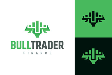 bull trader finance logo vector