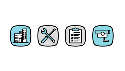 建物管理とメンテナンスを表現したアイコンセット