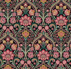 Seamless Colorful tie dye shibori print. Seamless hand drawn batik pattern.Rug textured background. Modern batik wallpaper tile. Watercolor pattern for fabric, clothes, wallpaper. Ethnic design.
