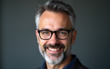 Fototapeta premium Confident Man with Glasses and Grey Beard Portrait. High quality