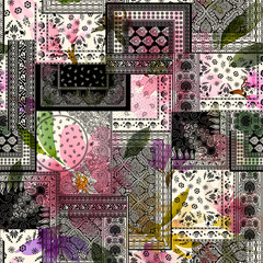 Seamless Colorful tie dye shibori print. Seamless hand drawn batik pattern.Rug textured background. Modern batik wallpaper tile. Watercolor pattern for fabric, clothes, wallpaper. Ethnic design.
