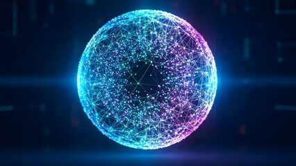 A holographic sphere symbolizing global data intelligence