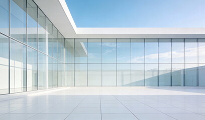 Obraz premium Modern Minimalist Glass Building Exterior Space