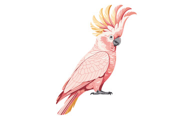 Fototapeta premium Pink Major Mitchell Cockatoo Vector Illustration With A Vibrant Yellow And Pink Crest
