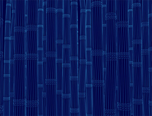 A bamboo wireframe set forms a repeating pattern against a solid blue background, creating a clean and modern wallpaper effect.