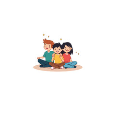 Fototapeta premium Illustration showing a diverse group of young friends sitting together symbolizing unity