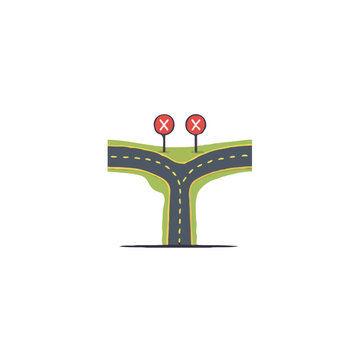 Navigating decisions: A fork in the road illustration symbolizing choices with two wrong turn
