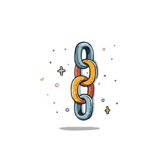 Obraz premium Stylized chain illustration depicts connection strength unity with ethereal sparkles on a plain