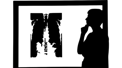 Doctor examining x-ray with thoughtful expression