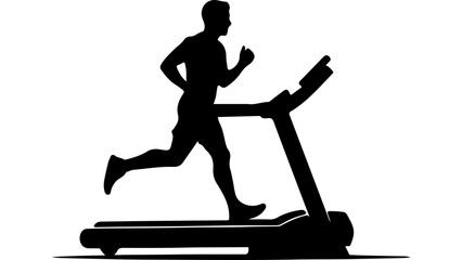 Fototapeta premium Man running on treadmill with transparent background