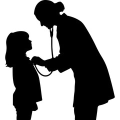 Doctor examining child with transparent background