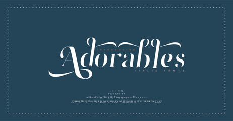 Adorables premium luxury elegant alphabet letters and numbers. Elegant wedding typography classic serif font decorative vintage retro. Creative vector illustration © Don