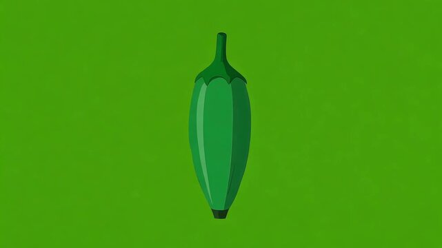 Green Chili Pepper Illustration on Green Screen Background