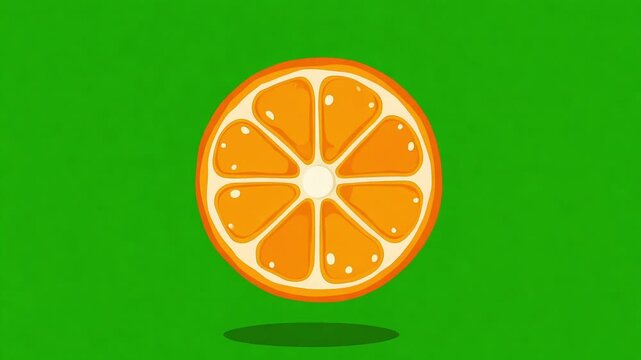 Orange Slice Illustration Animation on Green Screen Background