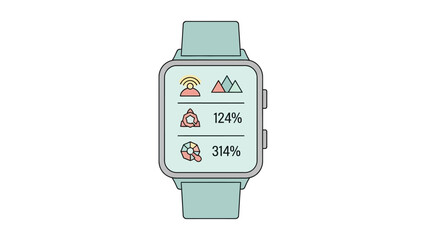 modern smartwatch displaying activity metrics and health statistics for fitness tracking