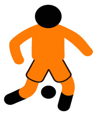 silhouette of a cartoon soccer boy playing ball vector art illustration