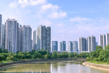 High-rise housing buildings around Jinjiang in Wuhou District, Chengdu City, Sichuan Province, China © ZCFei