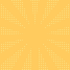 正方形の背景　ドット柄と集中線　オレンジ