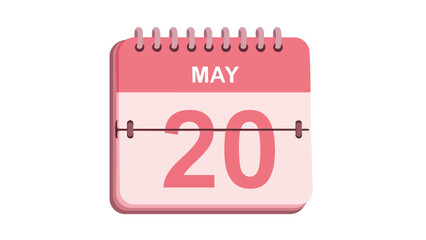 Vibrant pink desk calendar displaying the twentieth day of May, ideal for scheduling and daily planning concepts