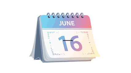 Colorful desk calendar displaying the date June 16, a perfect visual for planning and scheduling important events in a modern and vibrant