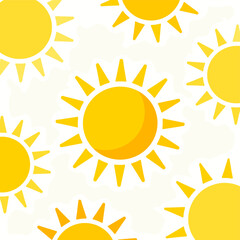 [Vector EPS]Seamless pattern with multiple yellow suns on a light background