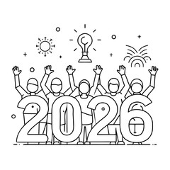 Party Crowd Line Art 2026