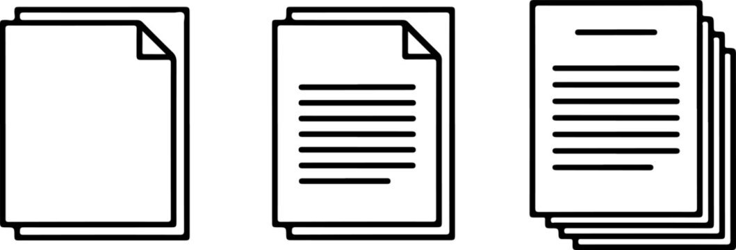 Set of document icons with different number of pages