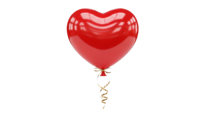 Candy-like red heart balloon floats in air against plain backdrop, symbolizing love or celebration of Valentine's Day with simple elegance and vibrant color that stands out for all to see.