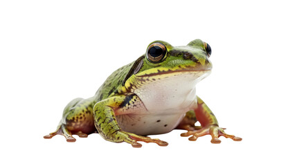 Frogs sitting on a transparent background with their mouths open.