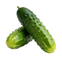 [Transparent Background PNG]Two Fresh Green Cucumbers on White Background